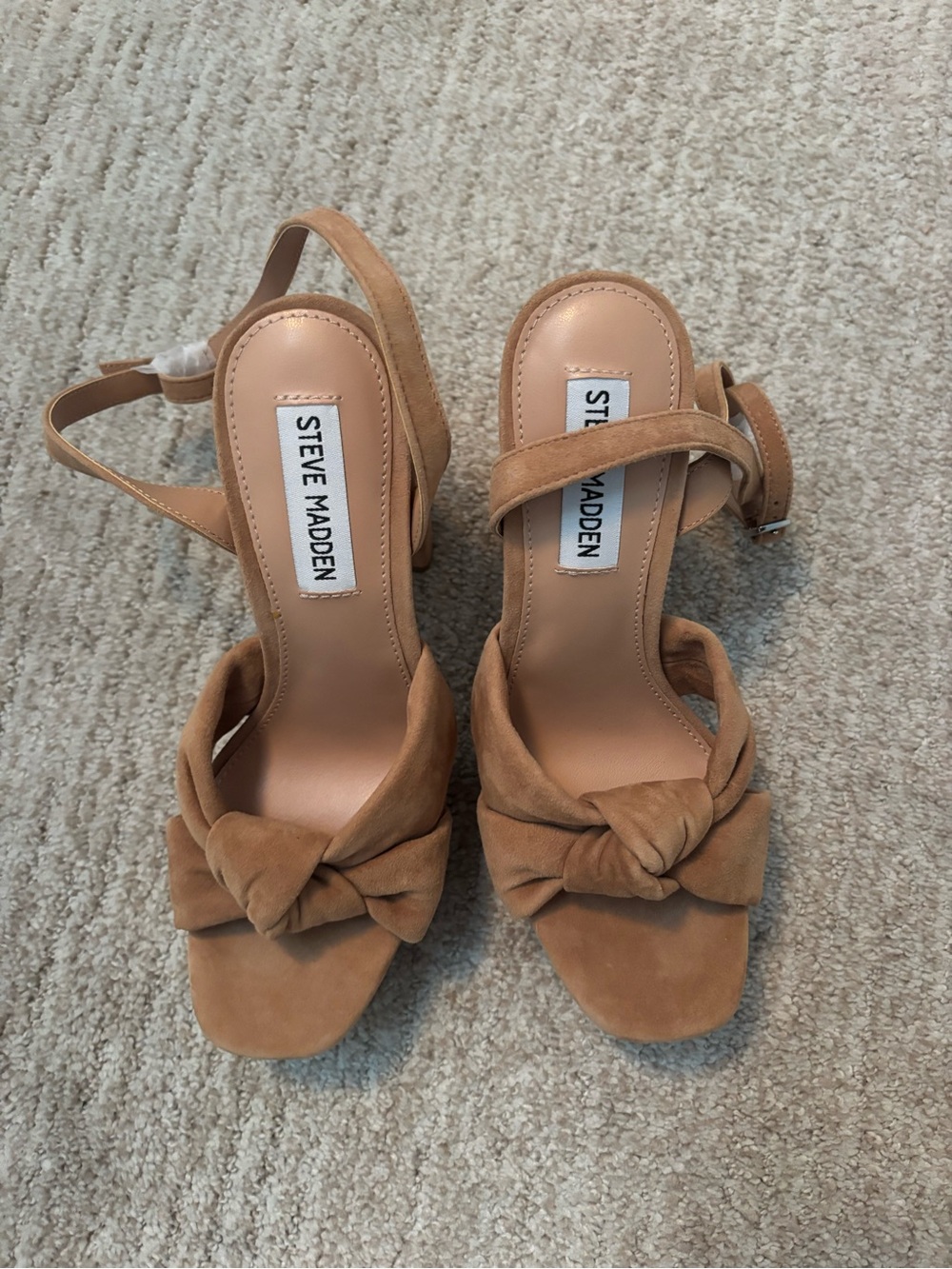 New Steve Madden Suede Lala Platform Block Heel Sandals in Tan 6.5 - Picture 2 of 3